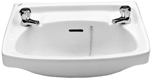 Twyford CC4212WH White Classic Pedestal Wash Basin, 2 Tap Holes,