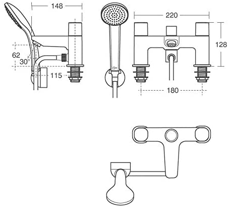 Ideal Standard B0731AA Tempo Bath Shower Mixer, Chrome