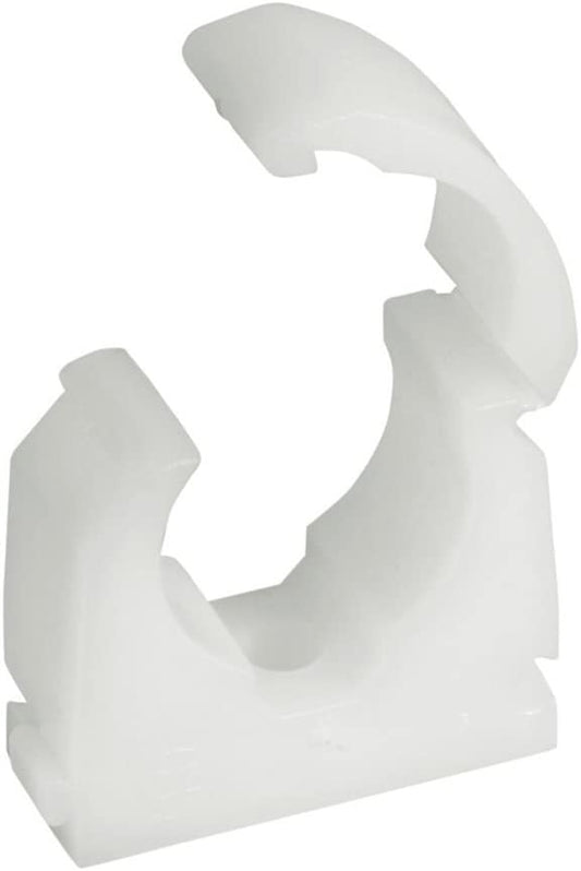 Talon TS28 TS Single Hinged Pipe Clip, White, 28 mm, Set of 50 Pieces