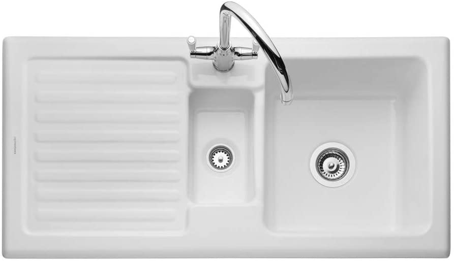 Rangemaster Rustic 1.5 Bowl White Ceramic Kitchen Sink CRT10202WH/