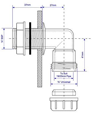 McAlpine ̴_" 19/23mm Universal Bent Tank Connector R5M
