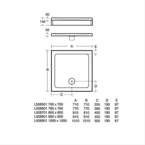 Ideal Standard L508801 Simplicity 900x900mm Low Profile Shower Tray Incuding Waste