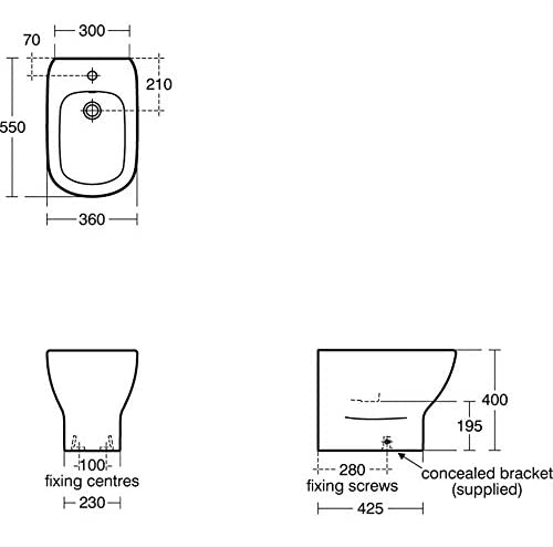 Ideal Standard T350101 Tesi Back to Wall Bidet