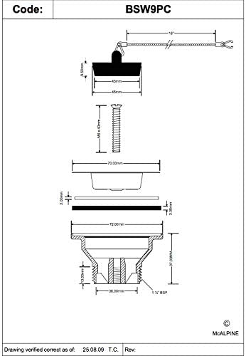 McAlpine 1̴_" Centre Pin Bath Waste BSW9PC