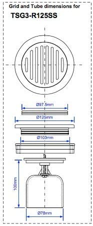 McAlpine Trapped Gully Polished Stainless Steel Tile TSG3-R125SS