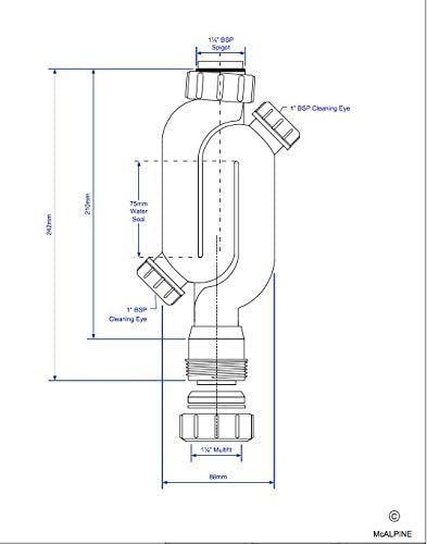 McAlpine X10A 1 1/4" Straight Through Trap With 2 Cleaning Eyes