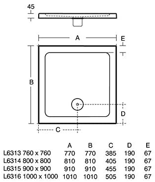 Ideal Standard L631301 White Idealite Square Shower Tray 760 mm x 760