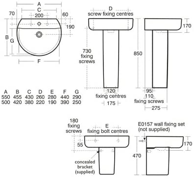 Ideal Standard Concept Sphere 550mm 1TH Basin E786201
