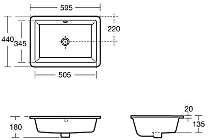 Ideal Standard Strada Undercounter washbasin 595mm K0779, colour: White - K077901
