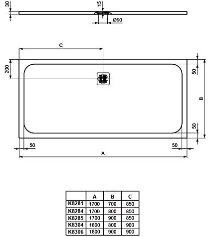 Ideal Standard k8285fr Ultra Flat S Shower Tray Resin Solid