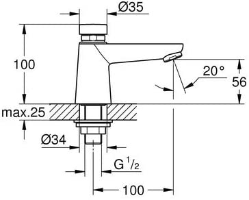 Grohe 36265000 Euroeco CS Self-Closing Sink Tap