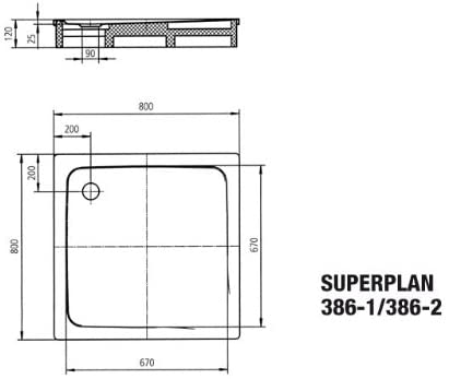 Kaldewei Superplan 386-1 80x80cm, colour: Black - 447500010701
