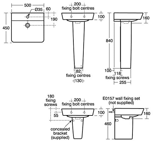 Ideal Standard E076801 Concept Air Cube 50cm Washbasin
