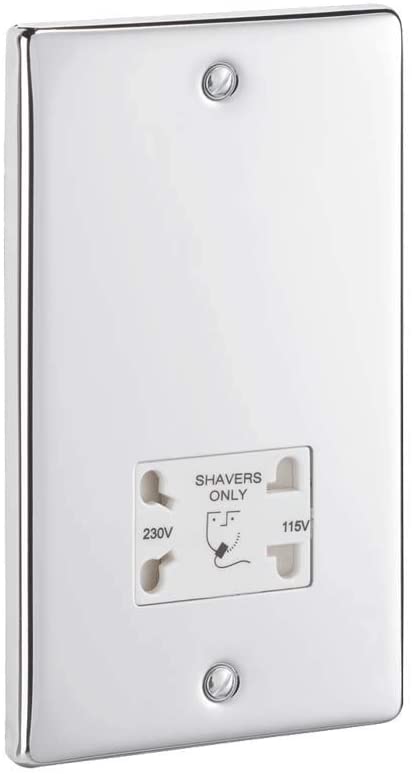 ARLEY P17C Dual Voltage Shaving Socket Polished Chrome Shaving Sockets