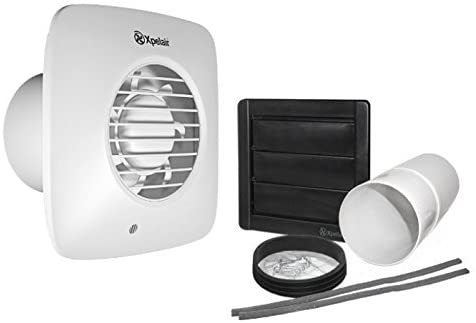 Xpelair Simply Silent LV100HTS Square 100mm Humidity Timer Fan with Wall Kit