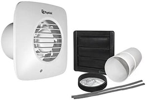 Xpelair Simply Silent LV100HTS Square 100mm Humidity Timer Fan with Wall Kit