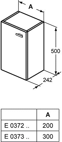 Ideal Standard CONNECT SPACE Cabinet, 200mm, 1 door, E0372, colour: High gloss white lacquered - E0372WG