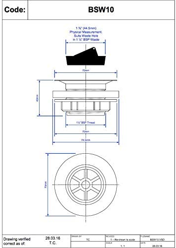 McAlpine 1̴_" Backnut Bath Waste - SS Flange BSW10