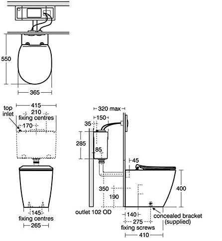 Ideal Standard E050901 Concept Back-to-Wall Toilet with Aquablade Technology