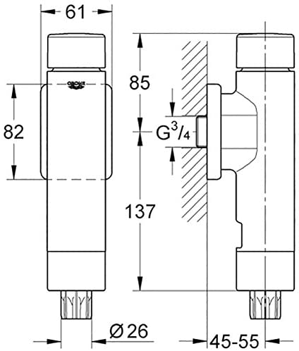 Grohe 37347000 Rondo A.S Flush Valve for Toilet