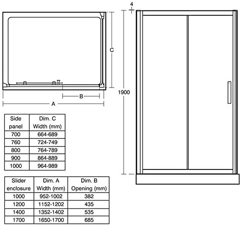Ideal Standard L6199EO Synergy 1000mm Slider Corner Door