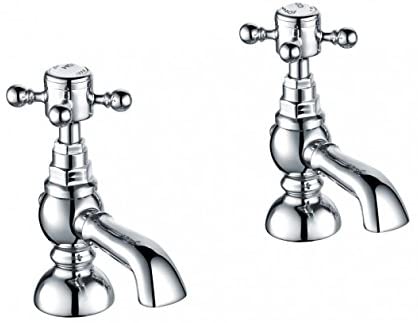 Home Standard | Clyde Traditional Pair of Hot and Cold Basin Taps Chrome Ball Cross Head Twin Faucets