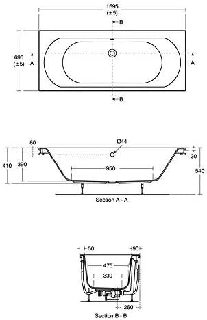 Ideal Standard T360501 Tesi 170cm x 70cm Double-Ended Bath