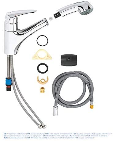 GROHE Eurodisc Kitchen Tap (Pull-Down Shower Head and 140 Degree Swivel Range)