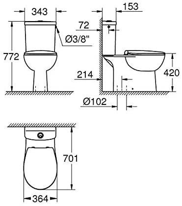 Grohe BAU 39346 39346000 Standing Toilet Combination Set Ceramic Alpine White