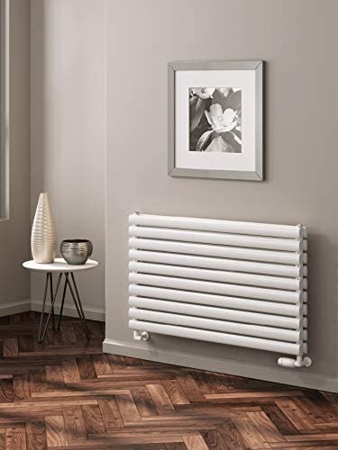 Reina Nevah Steel White Double Panel Horizontal Designer Radiator 590mm x 1400mm - Central Heating