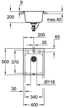 Grohe K700 31650AP0 Composite Sink Granite Black
