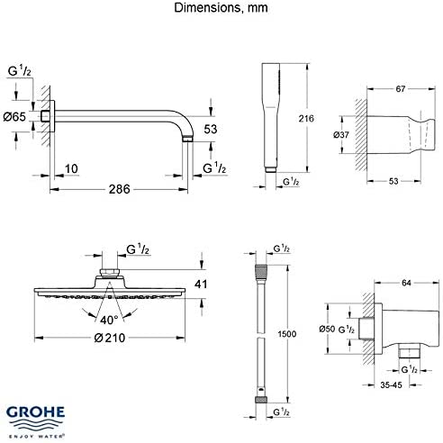 GROHE Grohtherm 3000 Cosmopolitan + Rainshower Shower Solution Pack 4, 118323