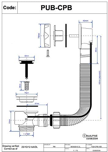 McAlpine 1̴_" Pop-Up Bath Waste and Overflow Pub-CPB