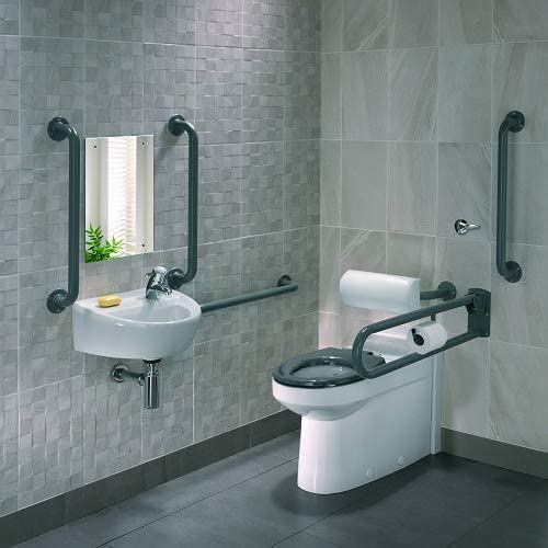 Twyford PK8350GY DOC M Rimless BTW Pack, Right Hand, Grey Grab Rails & Seat‰Û_