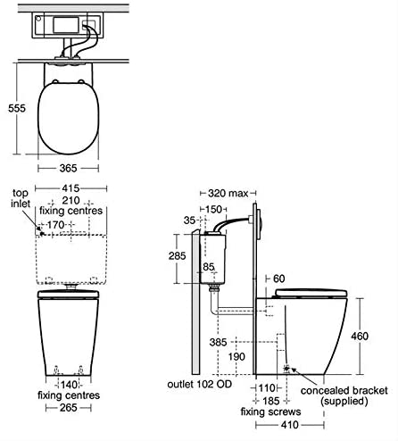 Ideal Standard E608801 Concept Freedom Raised Height Back-to-Wall Toilet