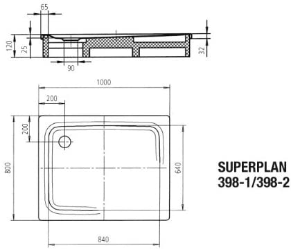Kaldewei Superplan 398-1 80x100cm, colour: Black - 447200010701