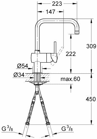 GROHE 32488000 Chrome Minta Single Lever Curved Spout Kitchen Sink