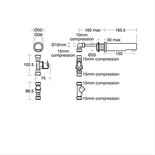 Armitage Shanks A4847GN Sensorflow 21 Brushed Stainless Steel 150mm Built-in Sensor Wall Spout Mains Link