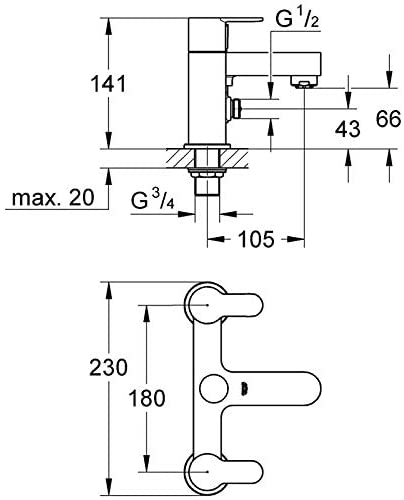 Grohe BauEdge Deck Mounted Bath Shower Mixer Tap