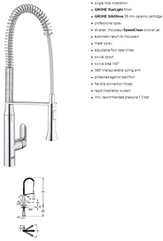 GROHE 32950000 | K7 Kitchen Tap | Professional Large - chrome