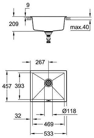 Grohe K700 31654AP0 Composite Sink Granite Black