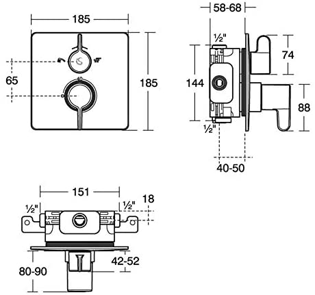 Ideal Standard A6378AA Freedom Built-in Thermostatic Shower Mixer with Diverter