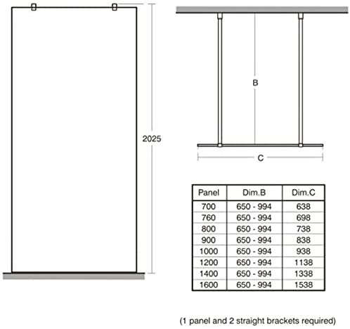 Ideal Standard L6225EO Silver Synergy 1200 mm Wet Room Panel, Dual