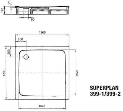 Kaldewei Avantgarde Superplan 399åʉÛÒåÊ1åÊSteel Shower TrayåʉÛÒåÊ1200åÊx 1200åÊx 25åÊmm Alpinweiss