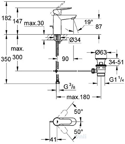 GROHE BAULOOP Modern Mono Basin Bath Bathroom Sink Mixer TAP with POP UP Waste 23335000