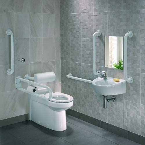 Twyford PK8250WH DOC M Rimless BTW Pack, Left Hand, White Grab Rails & Seat