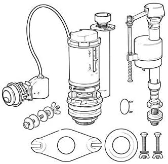 Fluidmaster PROCP002 - Fully Height Adjustable & Flush Valve with Chrome Botton - Universal Cistern Pack - Fixings Included
