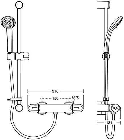 Ideal Standard A5985AA Alto EV Shower with Idealrain 1 Function Shower Kit