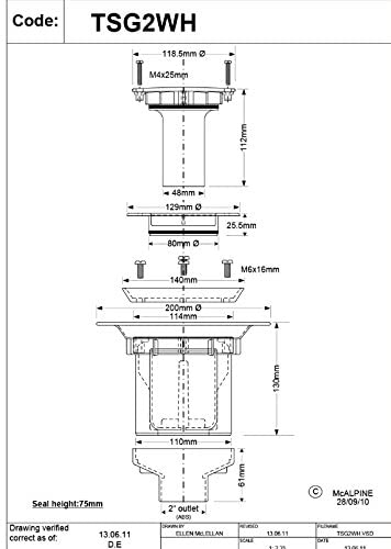 McAlpine TSG2WH Vertical Outlet Shower Gulley (White)