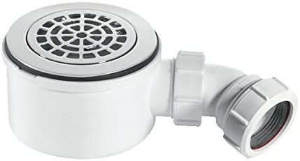 McAlpine ST90CPB-P-70 90mm Shallow Shower Trap Plated Brass Petal Shape, Chrome and White